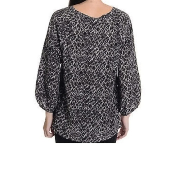 Joie Black Gray Feather Print Silk Blouse Top M - Picture 2 of 7